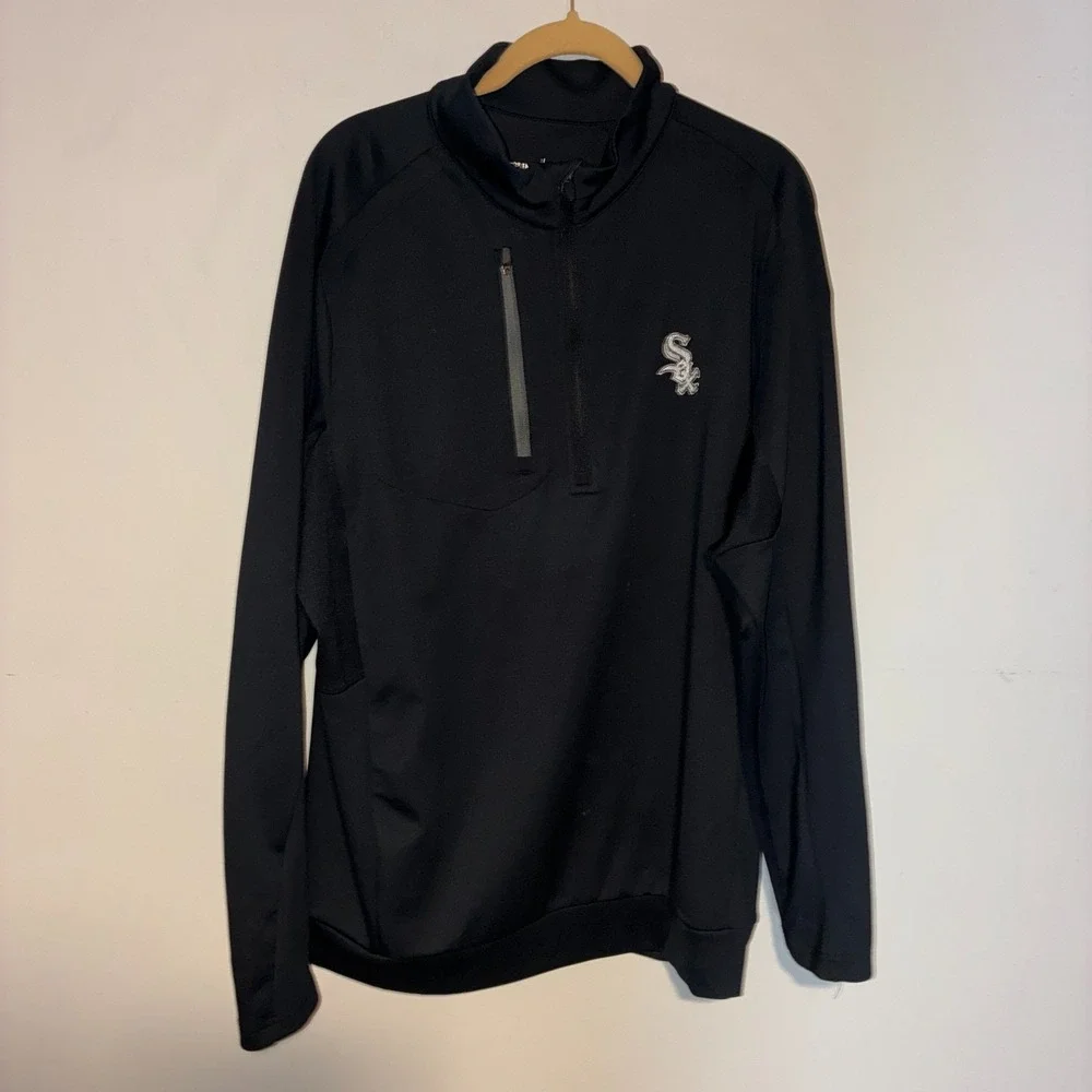Chicago White Sox Antigua 1/4 Zip Pullover Mens XL Black MLB